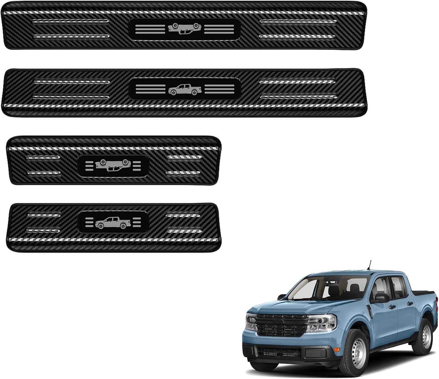 4 peças de protetores de borda de porta de carro para Ford 2022-2025 acessórios Maverick material de aço inoxidável proteção de limite de porta de carro…