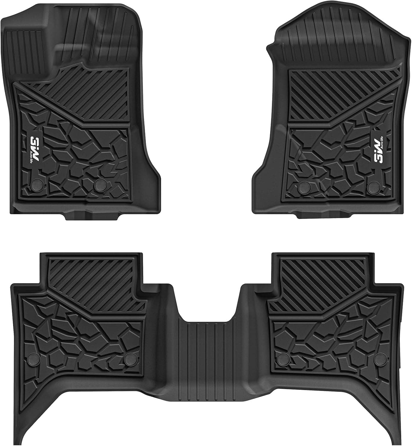 3W Tapetes de Chão Compatíveis com Ford Ranger SuperCrew 2024-2026 1ª e 2ª Fileiras