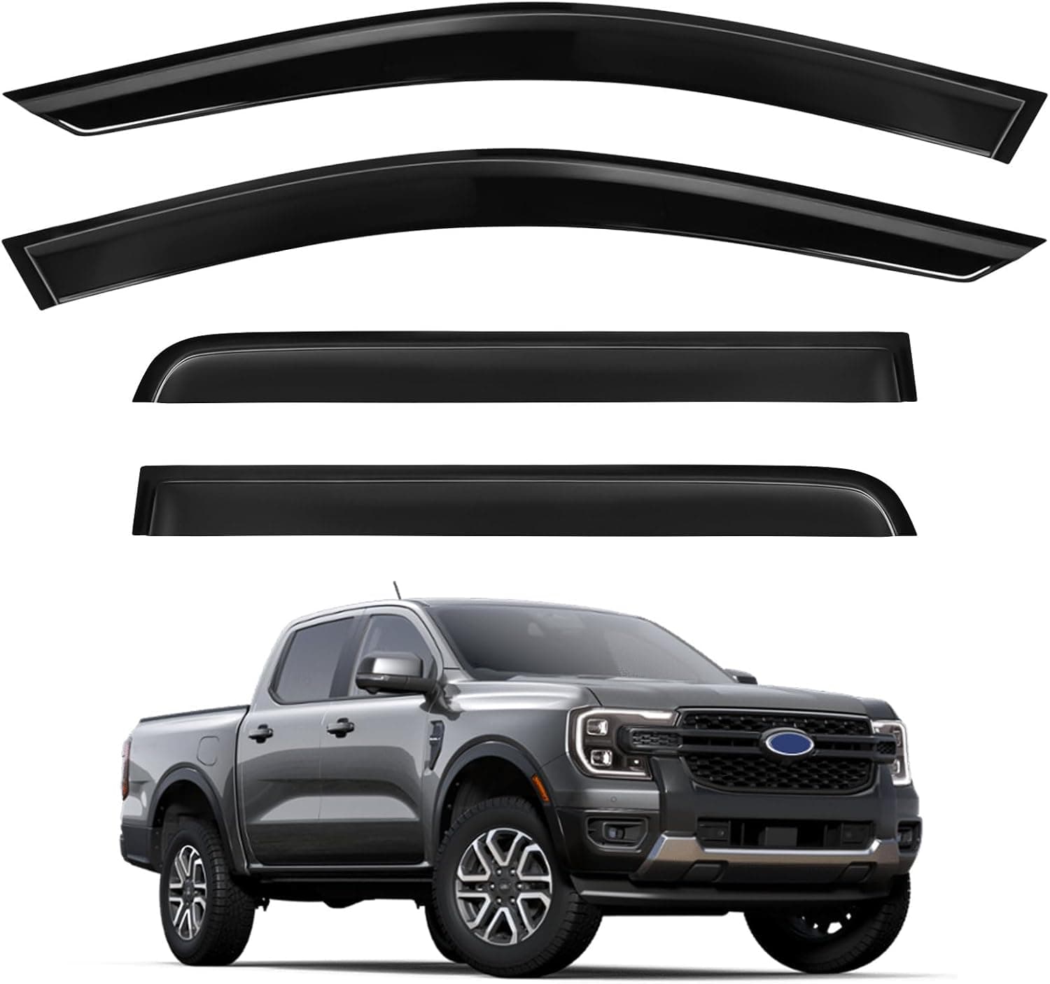 Protetores de chuva com fita adesiva para Ford Ranger 2024-2026