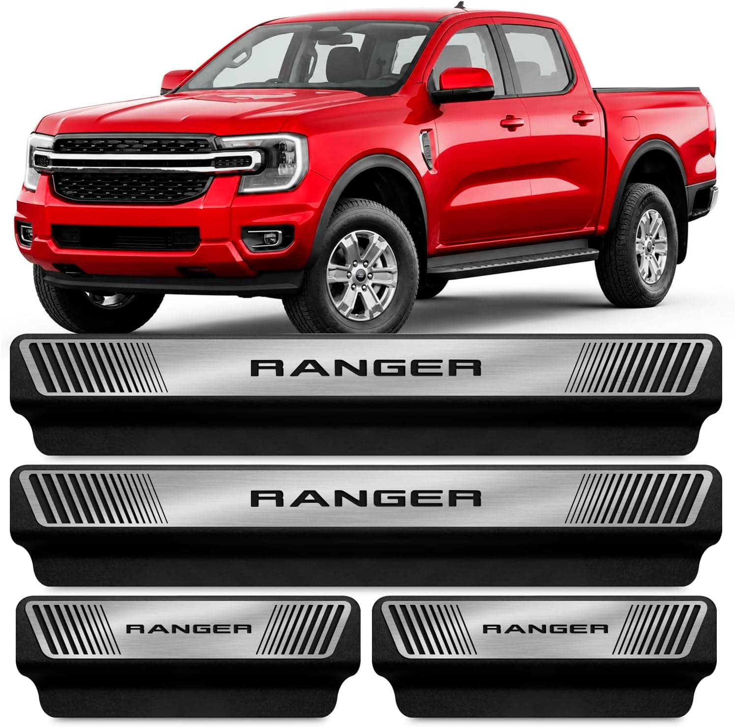 Soleira Ranger 2013 2026 Protetor Porta ABS Aço Escovado Kit 4 Peças