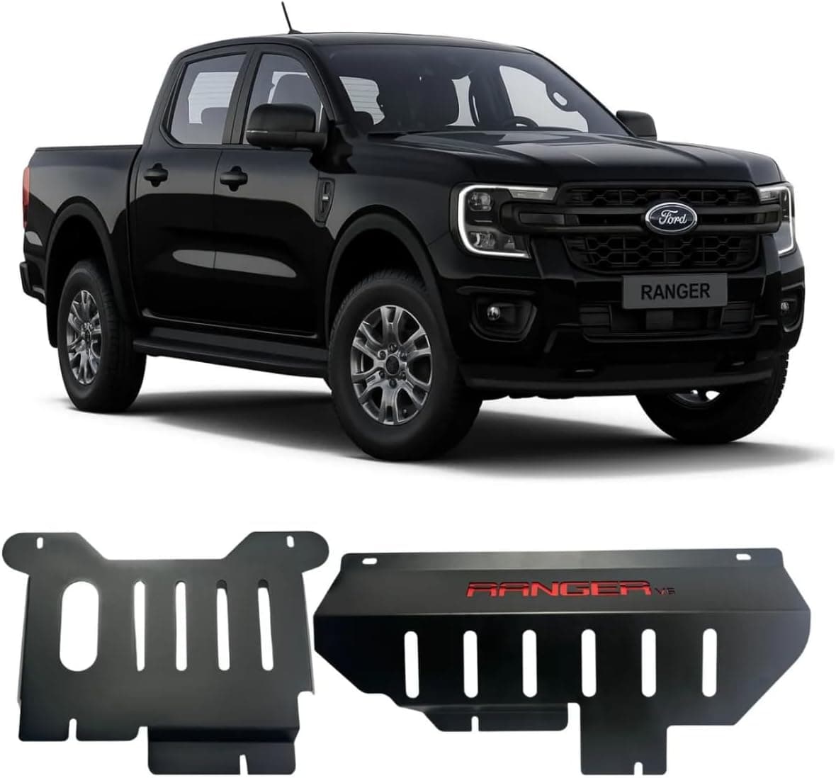 Protetor de Cárter Motor Ford Ranger 2024 a 2026 Aço Carbono Preto Fosco