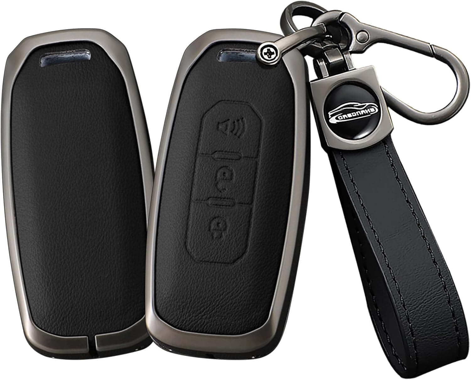 Capa de chaveiro de 3 botões adequada para Ford Territory 2023 2022 2021 titânio EV Keyless com capa de chaveiro, Chaveiro longo - preto