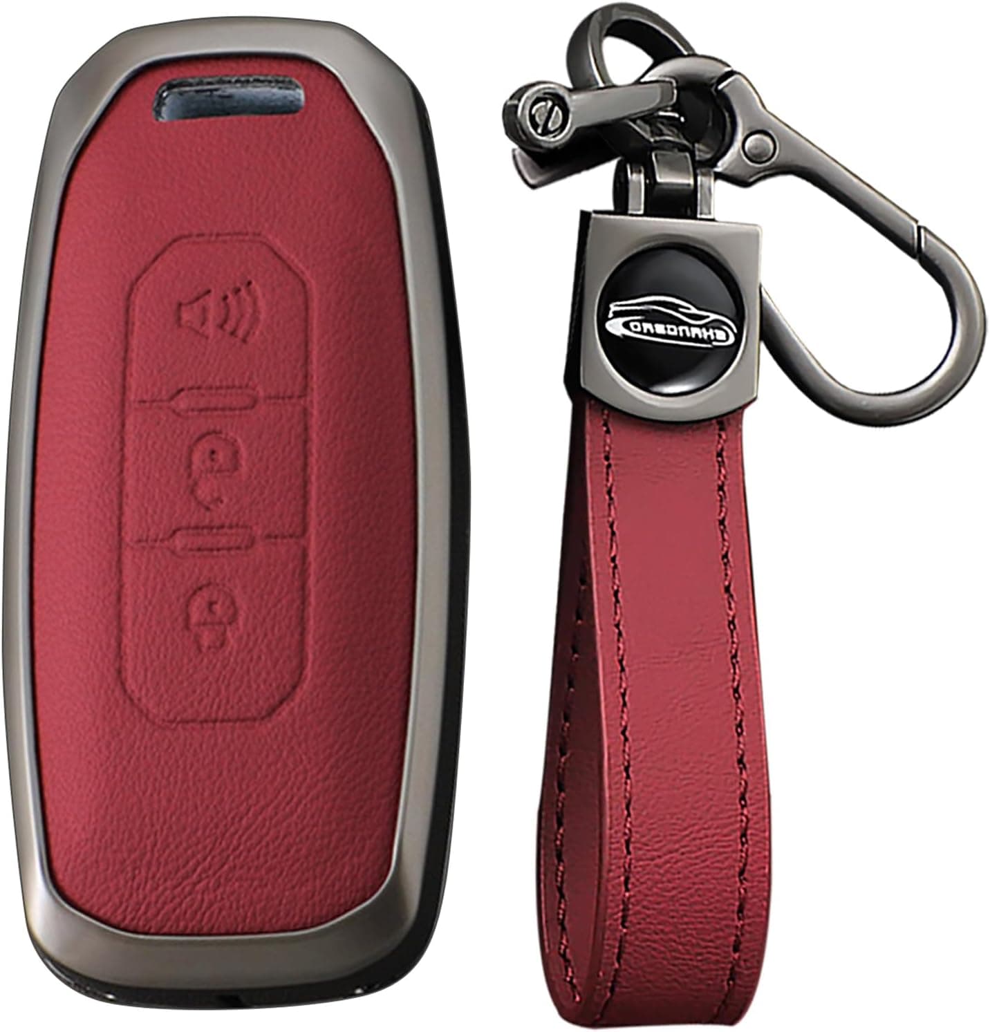 KUNIO Capa Chave De Carro Em Couro Pu Ford, Compatível Com Ford Territory 2025, Territory Ev 2024, Taurus, Equator Ecoboost E Kuga. Acessórios Chaveiro Com 3…