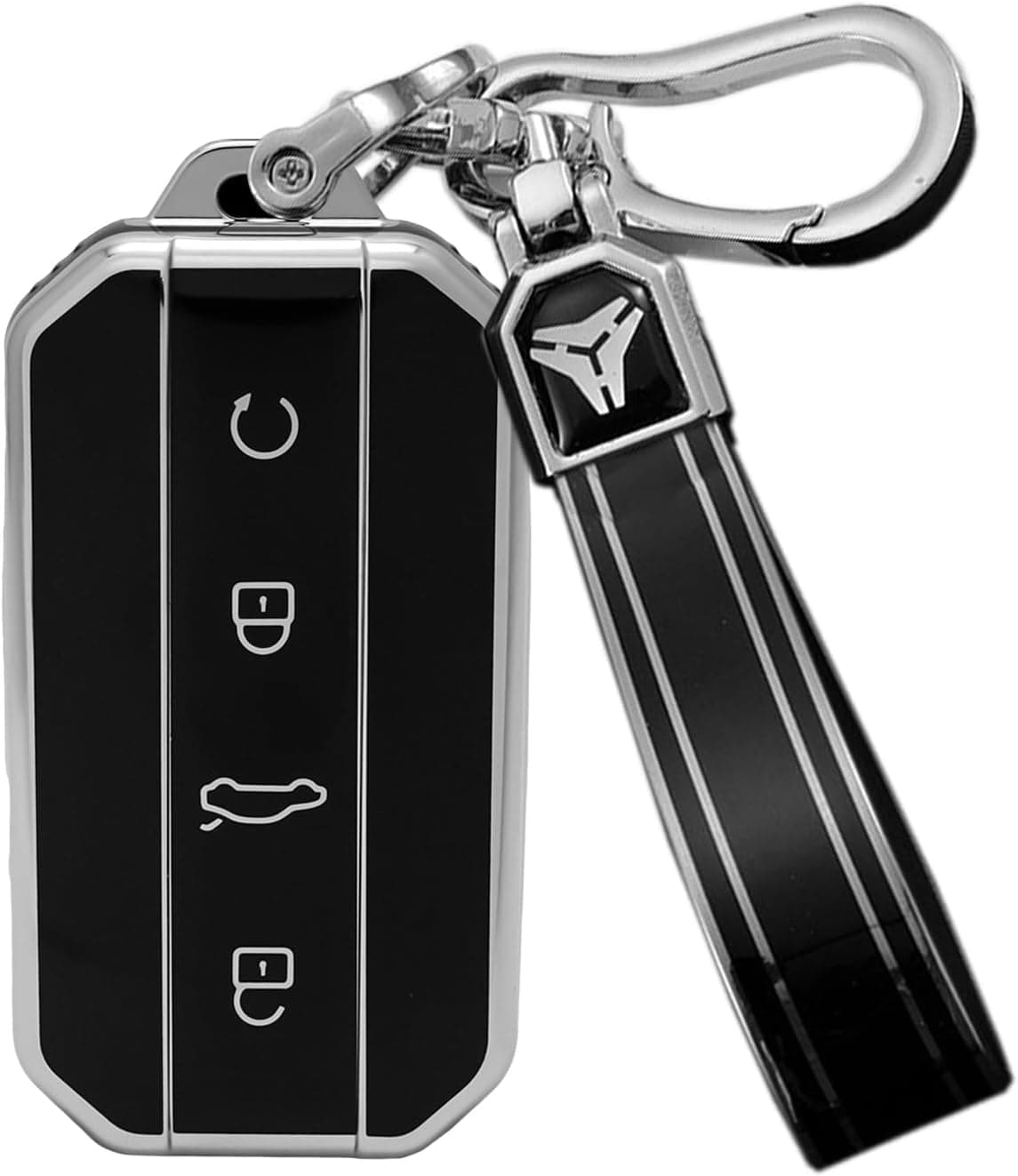 KUNIO Para Chery Capa de chaveiro de proteção total adequada para Chery Omoda Jaecoo J7 7 J5 5 2025 2026 chaveiro TPU porta-chaves acessórios 4 botões B preto