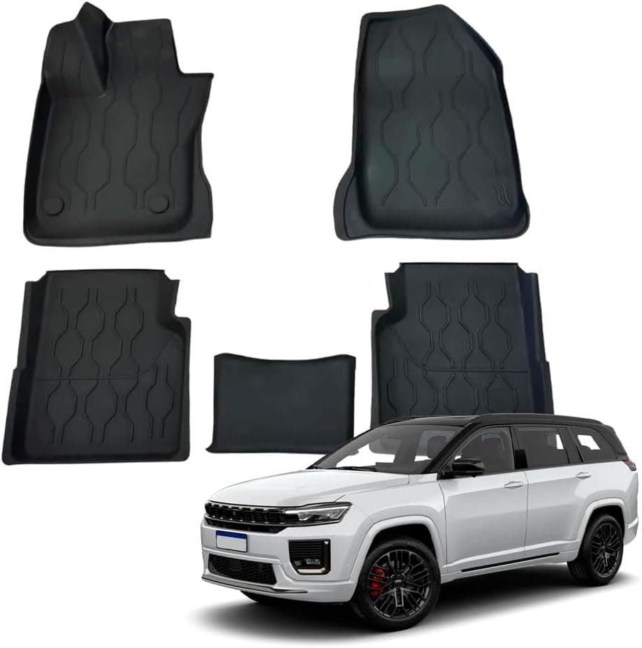 Tapete para Jeep Commander 2021 a 2026 com Bordas Elevadas Tipo Bandeja Jogo Automotivo 5 Peças Antiderrapante Impermeável Borracha TPE