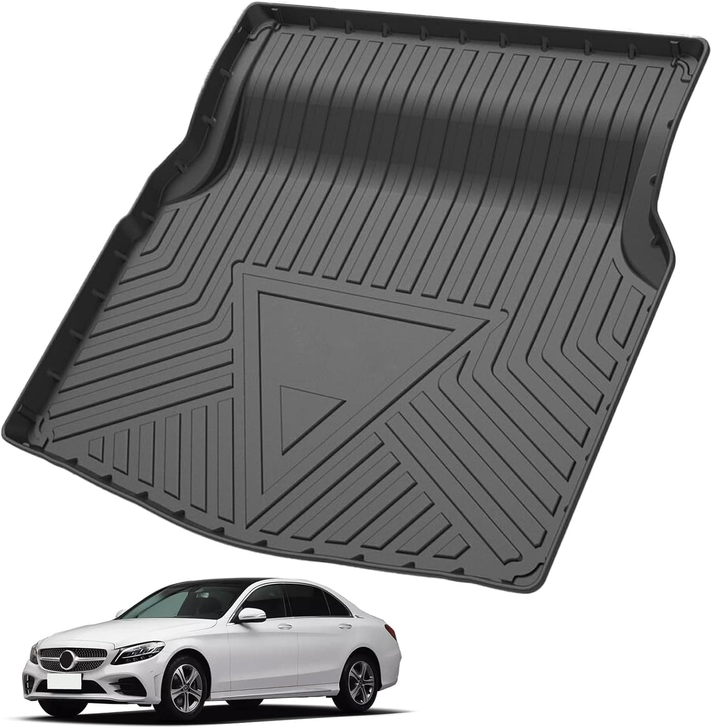 Elsetyler Ajuste personalizado para forro de carga Mercedes-Benz C-Class Sedan 2015-2021 - preto TPE para todos os climas resistente à prova d'água bandeja de…