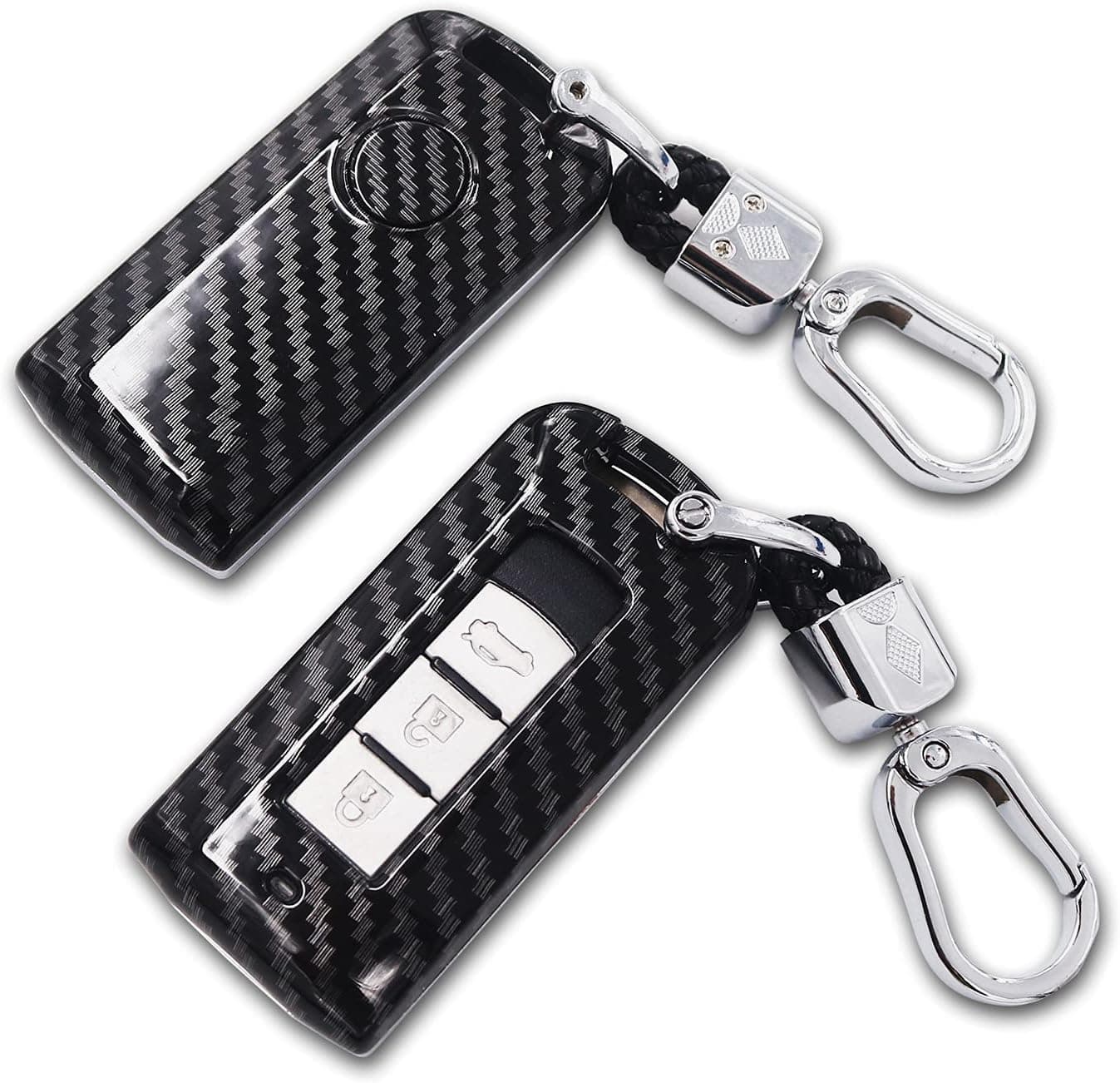 Capa Protetora De Fibra De Carbono Para Chaveiro, Compatível Com Mitsubishi Outlander, Eclipse, Cross, Asx, Mirage, Rvr, Lancer, Pajero Sport Mk3. Acessórios…