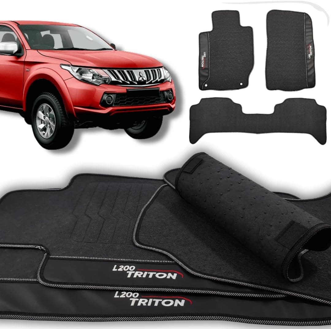 Jogo de Tapetes Emborrachados L200 Triton 2018 2019 2020 2021 Impermeável Premium
