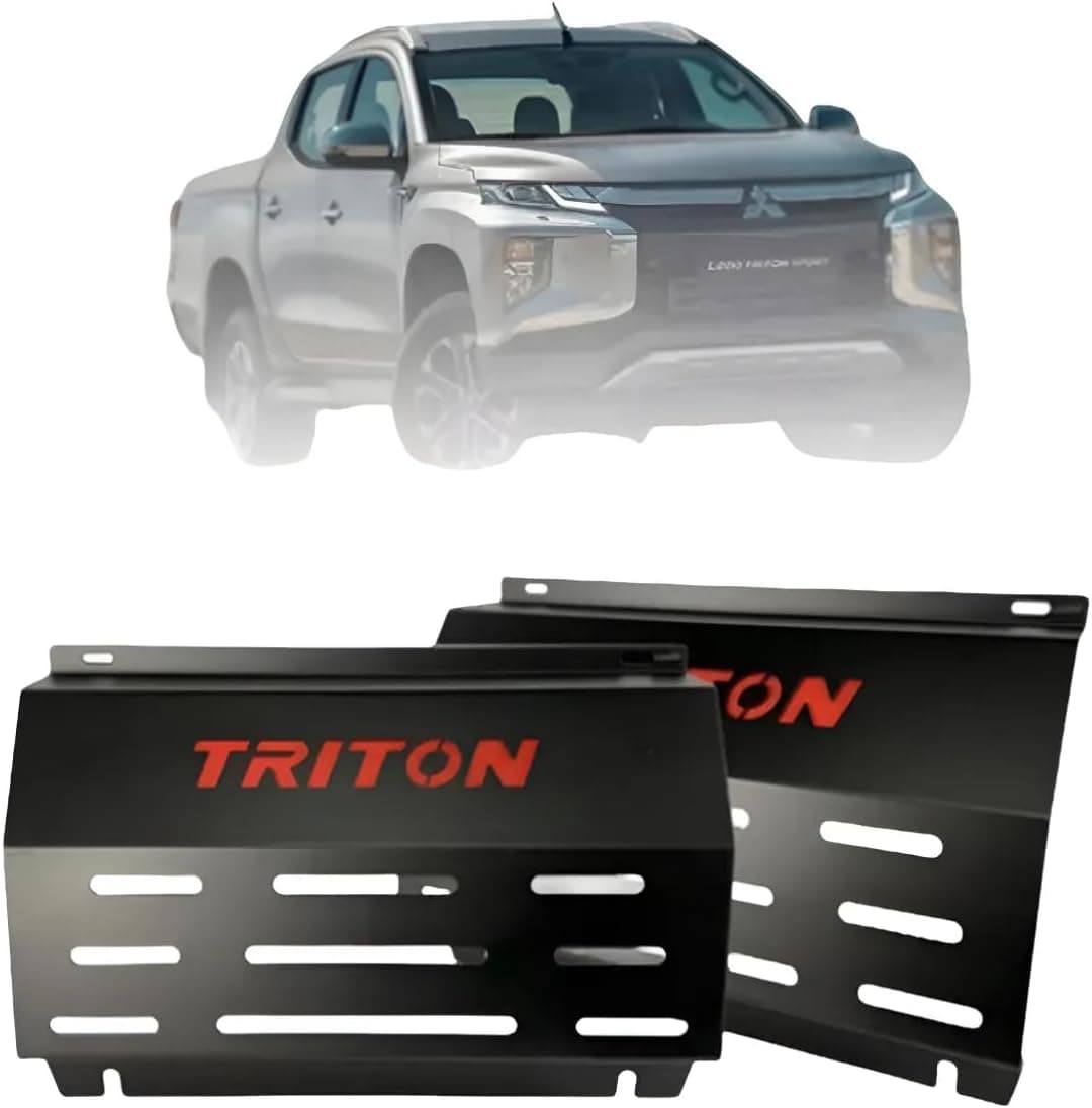 Protetor de Cárter Motor Mitsubishi L200 Triton (Frente Nova) 2021 a 2025 Aço Carbono Reforçado 2,65mm Peito de Aço Preto Fosco – Proteção Off-Road CeK…